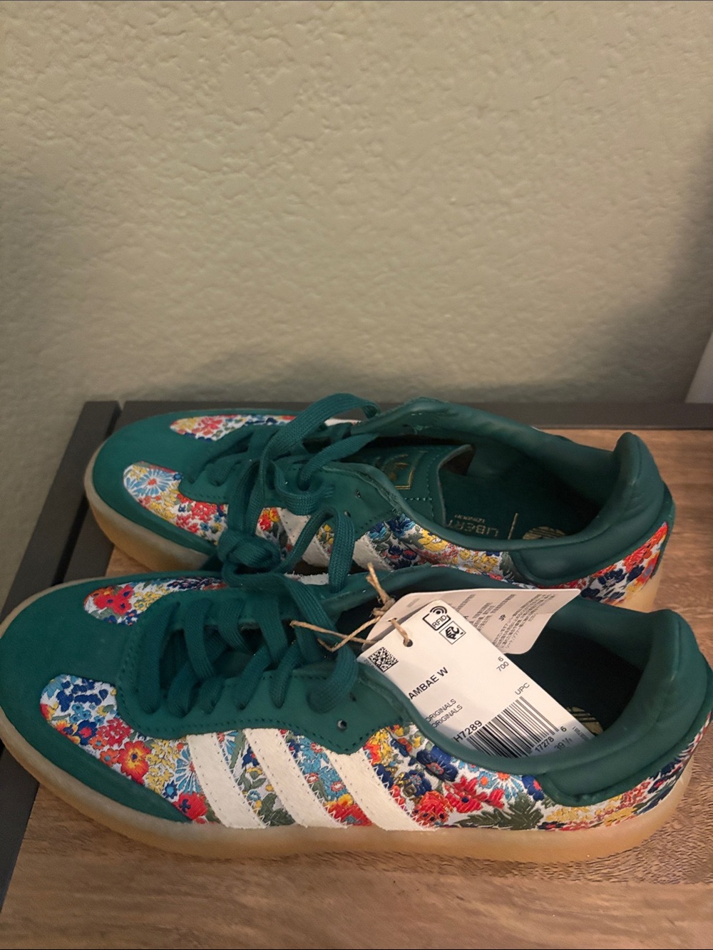 adidas Samba Sneakers with Teal Suede & Floral Panels
